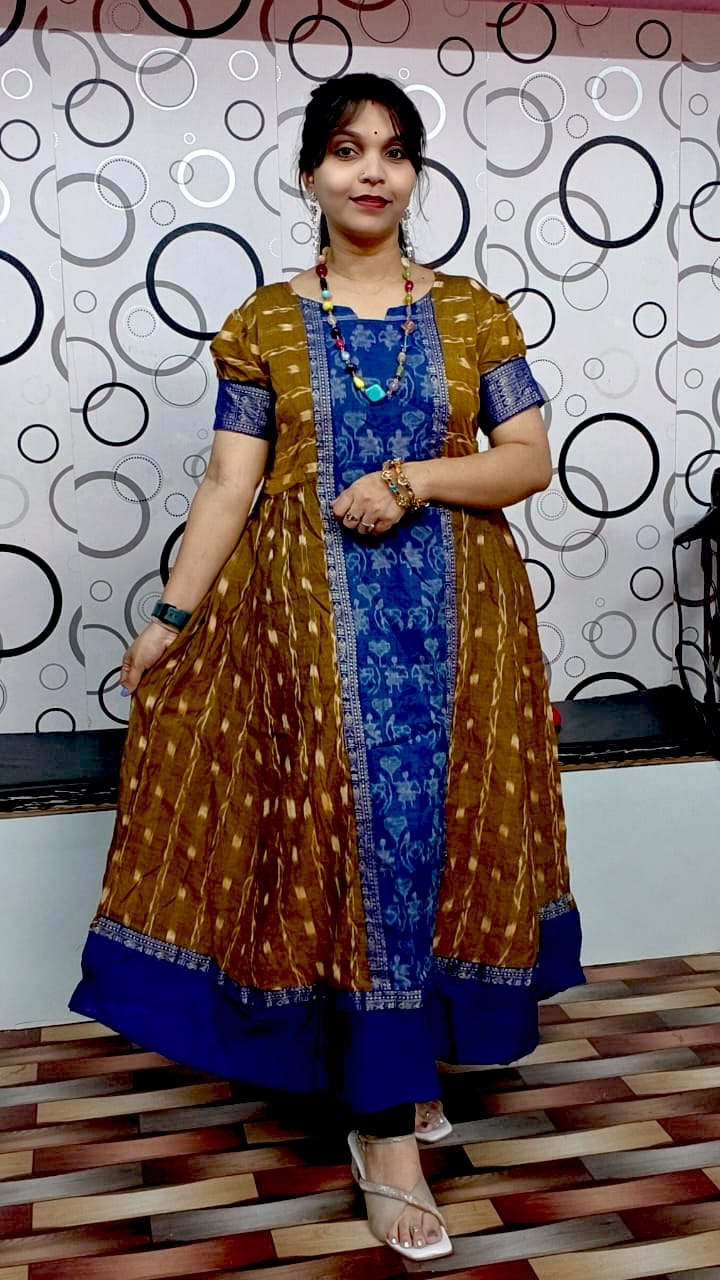 Ikat Sambalpuri Anarkali Gown