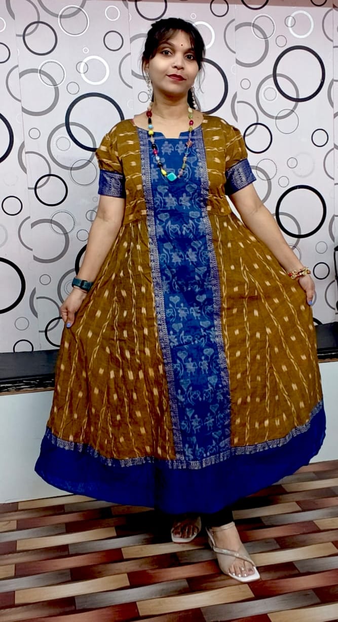 sambalpuri anarkali dress design Odisha Handloom Sambalpuri Readymade Anarkali