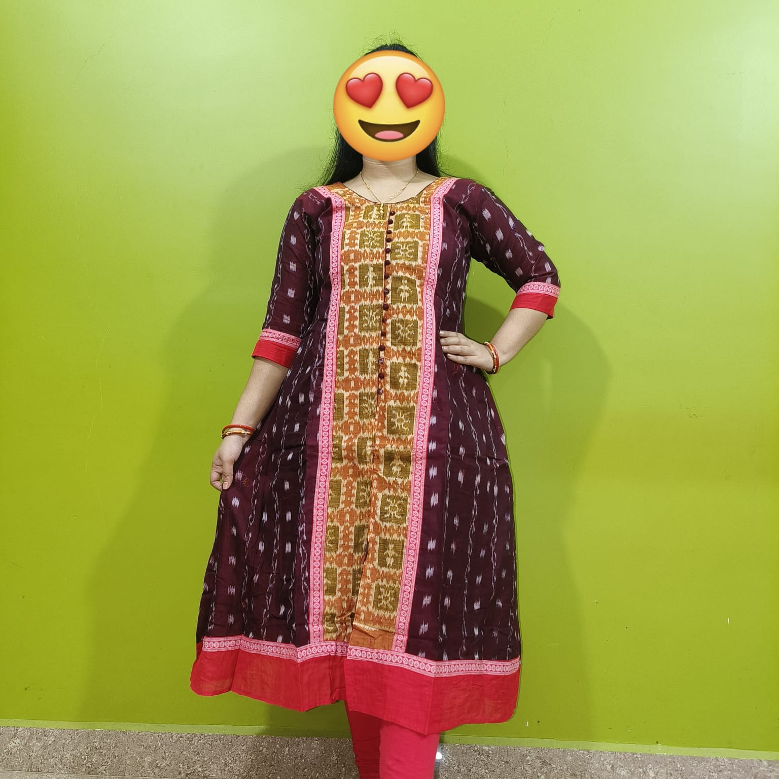 Anarkali-style Sambalpuri Ikkat Kurti - BL India Fashion