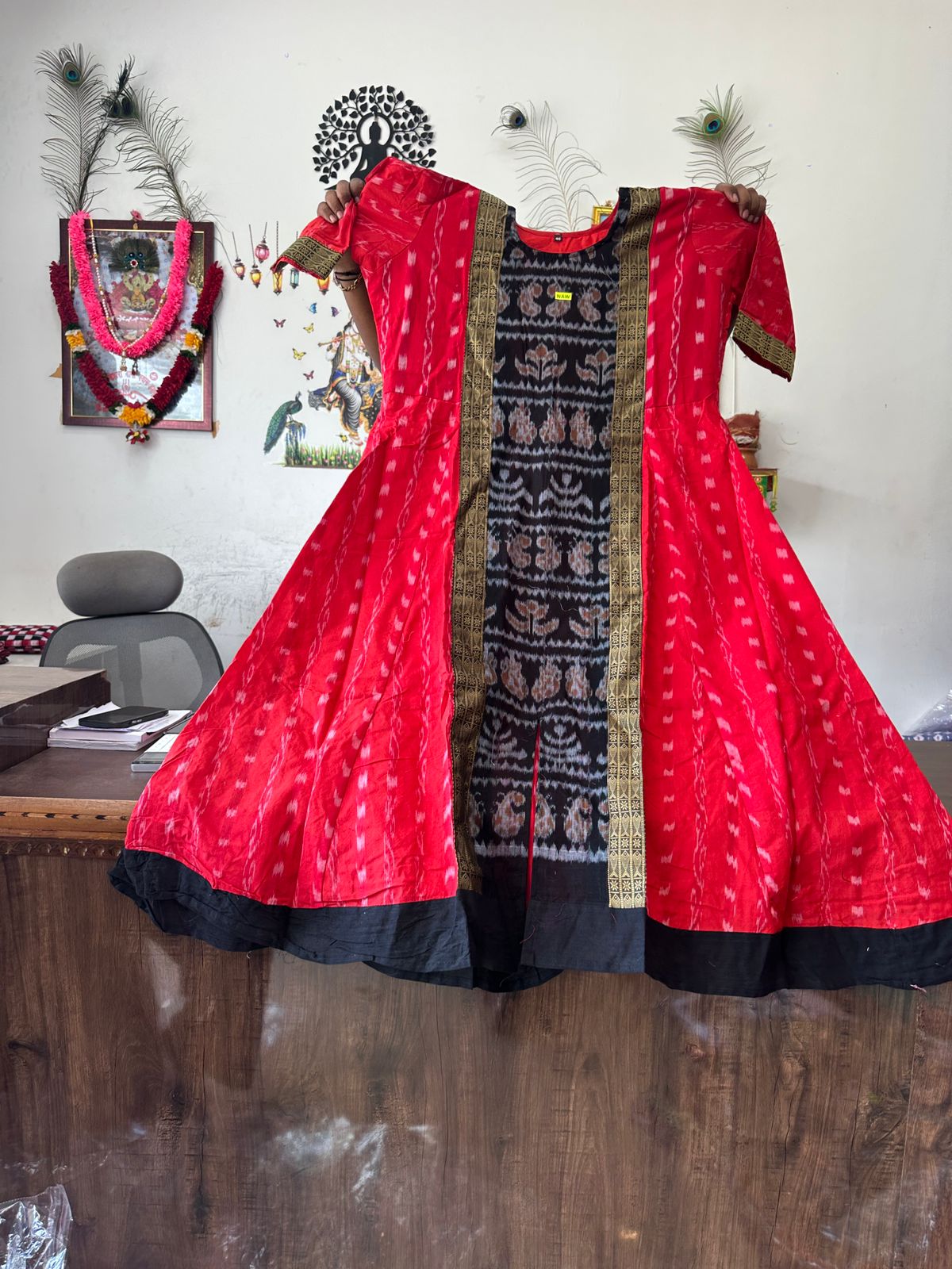 Anarkali-style Sambalpuri cotton kurti - BL India Fashion