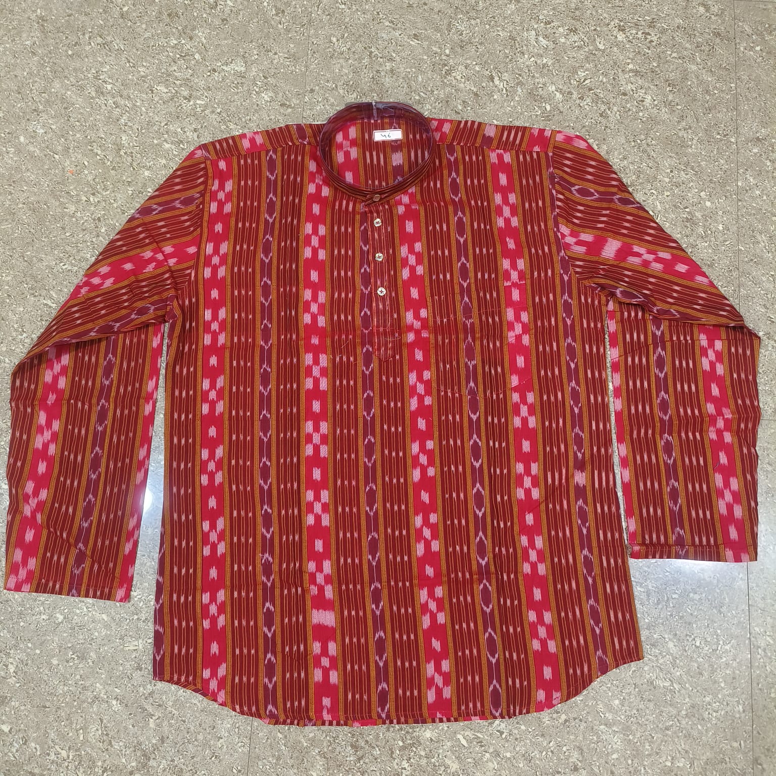 Men's Red Sambalpuri cotton short kurta - BL India Fashion